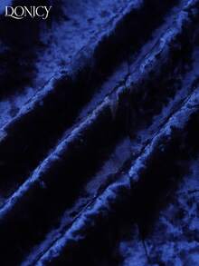 DONICY 女士复古优雅丝绒内衬金属双排扣收腰长款风衣，藏蓝色，适合春夏约会、购物、商务办公等场合 - 寶藍色 - 查看 6