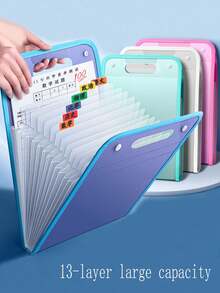 A4 Portable Vertical File Folder, Exam Paper Organizer, Large Capacity Accordion Bag With 13 Compartments For Storing Papers - Multicolor - View 2
