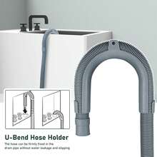 ZABE 10米/7米/5米/3米/2米/1.5米，通用洗衣机和洗碗机延长排水软管套件 - 多长度可调，口径0.78-1.5英寸 - 耐用，易于安装 - 配有U型支架、连接器和卡箍 - 适用于洗衣机、烘干机、厨房/洗衣房 - 灰色 - 查看 6