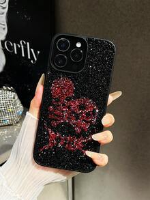 1 chiếc ốp lưng điện thoại kiểu Gothic cổ điển hình đầu lâu tối màu đính đá, phủ kín toàn màn hình, tương thích với iPhone 17 Pro Max - Đỏ - Xem 2