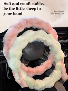 Soft Fluffy Bubble Steering Wheel Cover Warm Comfortable No Inner Ring Car Steering Wheel Protector Winter Driving Essential Accessories 1pcs - 黑色 - 查看 2