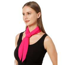 Lastclream Chiffon Square Neck Scarves For Women Handkerchief Retro Satin Ribbon Scarf For Hair Wrapping 23.6inch 26inch,26inchChiffon-HotPink - 26吋雪紡-亮粉色 - 查看 6
