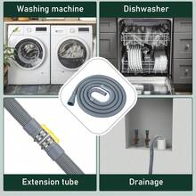 ZABE 10米/7米/5米/3米/2米/1.5米，通用洗衣机和洗碗机延长排水软管套件 - 多长度可调，口径0.78-1.5英寸 - 耐用，易于安装 - 配有U型支架、连接器和卡箍 - 适用于洗衣机、烘干机、厨房/洗衣房 - 灰色 - 查看 9