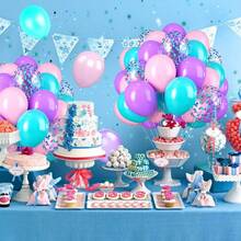 Pink Purple Blue Balloons, 12 Inch Color Pink Teal Purple Balloons Confetti Latex Balloons Themed Gaby House Party Birthday Decorations - 粉紅色 紫色 藍色 - 查看 8