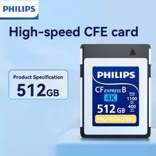 PHILIPS 飞利浦 CFexpress Type B 卡，读取速度高达 1100MB/s，写入速度高达 400MB/s，专为专业相机和流畅的 4K 视频录制而设计（128GB/256GB/512GB）