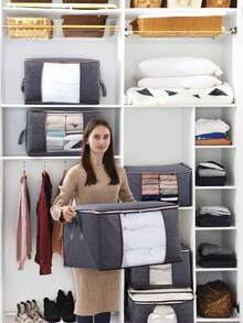 90l Large Storage Bags, 5 Packs Closet Organizers And Storage, Clothes Storage Bins With Lids, Foldable Blanket Storage Bags With Zippers, Clear Window And Reinforced Handles, Clothes Storage Bins With Lids, Foldable Storage Containers With Reinforced Handles For Clothing, Blanket, Bedding, Comforter(Grey, Navy Blue, Pink)