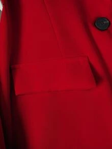 Women's Summer Solid Color Lapel Long Sleeve Single Button Casual Commuter Suit Thin Jacket - Red - View 5