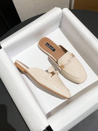 Mengshangli Wide Fit Slip-On Mule Sandals For Women, Fashionable Flat Backless Slides, Oversized Breathable Summer Slippers