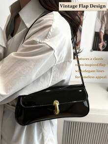 Vintage Faux Oiled Leather Flap Over Underarm Shoulder Bag For Women, Glossy Waxed-Finish PU Leather Shoulder Purse With Premium Hardware, Retro-Inspired Crossbody For Daily Commute,Outing, Party, Date Nights And Shopping, Quality Metal Accents Bag Fits Phone And Wallet In Burgundy, Black And Coffee Brown,Perfect Thanksgiving & Christmas Gift[US Local Warehouse] - 彩色 - 查看 4