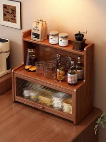 2 Ripiani in Bambù Naturale, Scaffale Organizzativo da Cucina con Copertura Antipolvere, Portaspezie, Scaffale Organizzativo da Bancone per Tazze, Condimenti, Libri, Piante in Vaso - Scaffale Multifunzionale, Ideale per Casa e Ufficio - Multicolore - Visualizzare 9