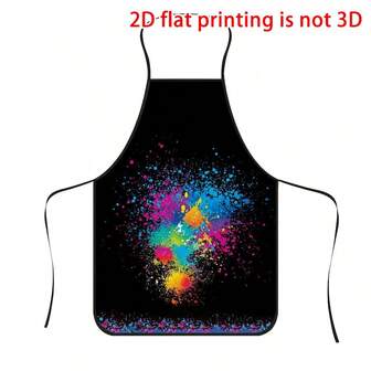1pc Colorful Splash Dye Print Apron, Durable Polyester Material, Suitable For Cooking, Barbecue, Gardening, Painting, Manicure, Unisex, Indoor And Outdoor Use