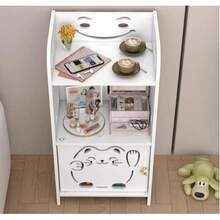 Movable Bookshelf Side Table, Sofa Coffee Table, Simple Storage Rack With Door For Living Room, Bedroom Nightstand - Beige - View 2