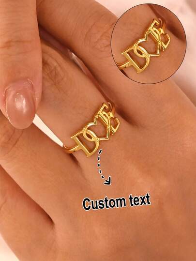 1 Stück personalisierter Doppelbuchstaben-Herz-Ring aus Edelstahl, elegantes Paar-Buchstabendesign, moderner minimalistischer Schmuck für Frauen, ideales Geschenk für Freundin, Mutter, Geburtstag, Jahrestag, Weihnachten