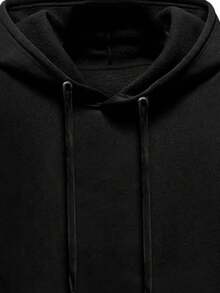 Men's Black Hoodie With White & WEST Print - Warm Winter Pullover, Casual Kangaroo Pocket Sweatshirt, Regular Fit Long Sleeve Hooded Sweater Fall/Winter, Everyday Comfort Apparel (Polyester Blend) IFPS - Black - View 5