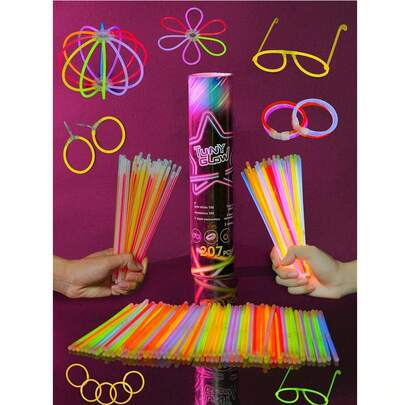 100pcs Upgraded Bold Multi Color Fluorescent Stick Party Fluorescent Stick, Party Ceremony, High Quality Super Auxiliary Stick, Colorful Wedding Stick, Continuous 8-12 Hours, Suitable For Reception, Concert, Bar, Bar, Nightclub, Nightclub, Light Party (Quantity Is Fluorescent Stick+Connection Port)