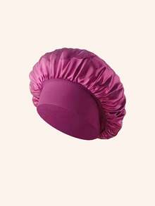 1顶女士缎面宽条纹弹力宽檐睡眠帽，适合头发较少或较短的人士