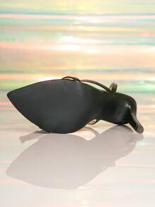 1 Pair Solid Color Pointed Toe Stilettos High Heel Sandals For Women, Summer - Black - View 6