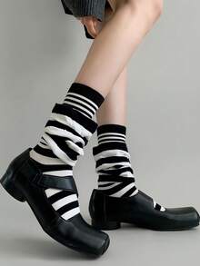 1/4 双装秋季二合一条纹分层袜