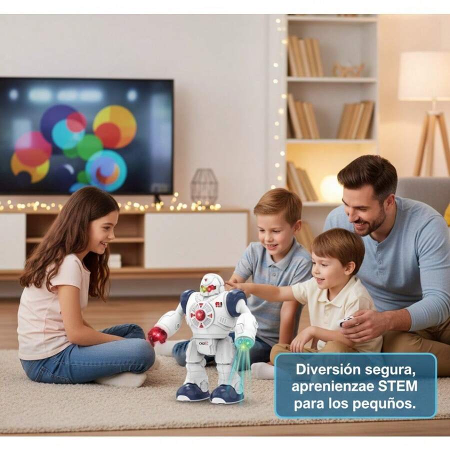 Juguete robótico inteligente interactivo 22cm + luces, sonidos y movimiento + aprendizaje STEM en casa/escuela + diversión educativa para infancias - Blanco - Ver 1