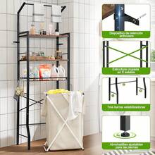 Estantería Sobre el Inodoro, Organizador de Baño de Niveles Ajustable, Mueble para Inodoro, Ahorro de Espacio con Ganchos, Estantería de Baño Multifuncional Se Adapta a la Mayoría de los Inodoros - Casual - Ver 3