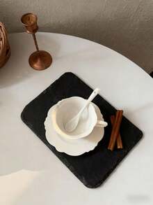 一套白色浮雕陶瓷杯碟，复古美式拿铁咖啡杯碟套装，家用水杯，优雅下午茶杯碟套装，茶杯，冬季杯，沙特咖啡杯，适用于餐厅、咖啡馆、客厅、甜品店，斋月礼物 - 彩色 - 查看 5