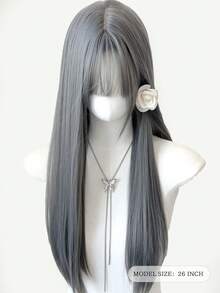 1pc 24inch,26inch Long Straight Synthetic Heat-Resistant Wig, Made Of Fiber Material, Suitable For Everyday Wear, Natural And Realistic.