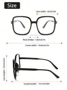 Juego de 3 gafas de mujer con marco cuadrado grande de plástico, de estilo clásico y moderno, sencillo, para oficina, lectura, tomar fotos, uso diario y protección ocular, accesorios de ropa - Multicolor - Ver 5