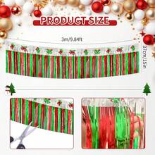 1pc 3m Red & Green Beaded Curtain Tassel Backdrop Decor, Large Party Background Cloth, For Christmas Party Supplies And Decorations - Multicolor - View 3