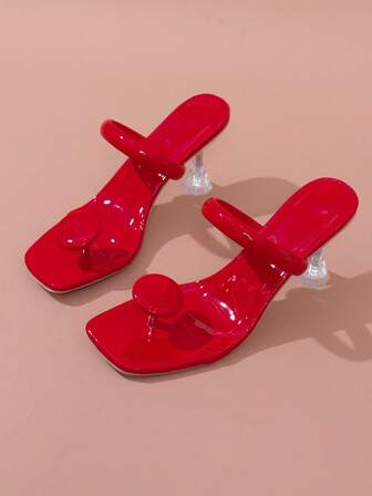 2026 派对及节日单带圆扣高跟鞋，黑色、白色、红色、绿色、黄色、黑红配色，水晶细高跟，简约时尚，PU皮革，纯色，经典款，轻便舒适，铁质搭扣装饰，适合宴会、派对、婚礼等场合。