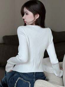 Women Knit Tops - White - View 4