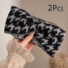 许多女士黑白千鸟格秋冬羊毛发带时尚新款十字宽边针织运动束发带发饰秋季头巾女头巾时尚头巾运动吸汗带秋季头带度假装女 - 彩色 - 查看 22