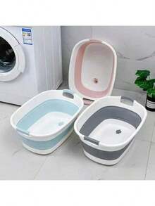 Batea plegable de silicona portátil y reutilizable, ligera, conveniente, duradera y práctica - Esquema de color aleatorio - Ver 4