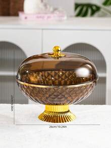 1pc Plastic PET Material Drainage High Foot Tray With Dust Cover, Unbreakable And Reusable Fruit/Dessert/Snack/Cake Display Tray, Suitable For Various Festivals, Weddings, Parties And Events - Round-gold High Feet - View 6