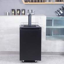 Beer Kegerator, Dispensador de cerveza de barril de doble grifo, Refrigerador de barril de tamaño completo con estantes, Cilindro de CO2, Bandeja de goteo y riel, Control de temperatura de 32 °F- 50 °F, Capacidad para 1/6, 1/4, 1/2 barriles, Negro - 32 °F - 50 °F - Ver 1