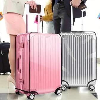 1pc Heavy Duty High Quality PVC Luggage Cover With Transparent Design And Telescopic Handle Cover - Scratch Resistant Luggage Protector For Travel, Suitable For Most Sizes, Dust And Impact Protection,Reject Violent Transportation,Waterproof And Stain-Resistant,Large-Area Hook And Loop Is More Secure.