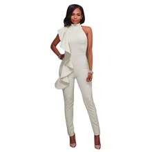 European And American Women's Fashion Dress Ruffled Sleeveless Sexy Jumpsuit One Piece - Đỏ - Xem 5