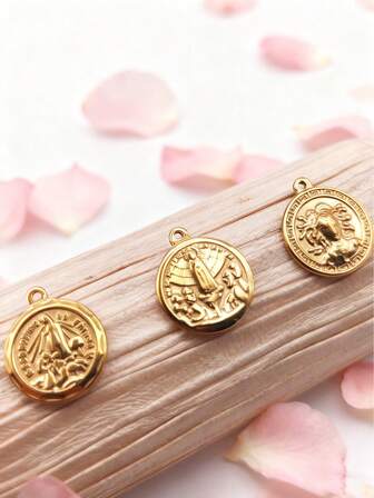 1pc Electroplated Gold-Color Virgin Mary Pendant Jewelry Accessory, Creative European & American Style