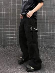 1pc Boys/Teens Versatile Letter Print Loose Fit Outdoor Casual Cargo Pants