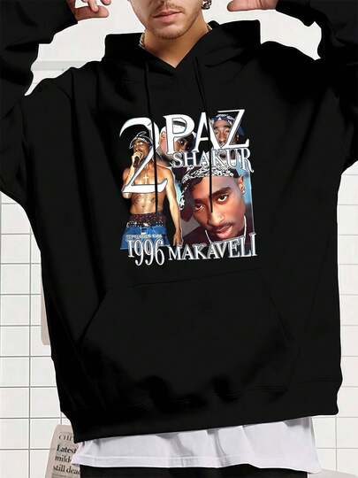 Shakur Makaveli Hoodie Street Hip-Hop, Breathable, Statement Print