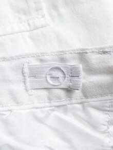 Young Boy Beige Wide Leg Cargo Jeans, Multi-Pocket Versatile Adjustable Waist Casual Denim Workwear Pants, Back To School - White - View 8