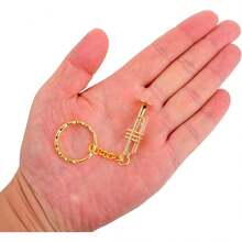 Miniature Musical Instrument Keychain With Case Brass Mini Collectible Figurines Replica Key Ring Birthday GiftsChristmas - Móc khóa kèn Pháp 1,38" - Xem 4