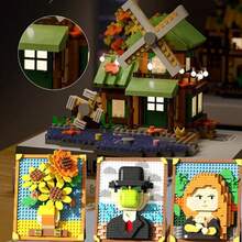 Pixel Art Micro-Particle Building Blocks Toy, Adult Stress Relief DIY Gift, Starry Night & Sunflower Decor - Multicolor - View 2