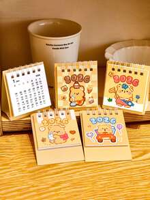 1/4pcs 2026 Desk Calendar, Cute Teddy Bear Desk Calendar, High-Quality Desk Planner & Organizer, Suitable For Daily Planning, Monthly Scheduling, Home, School, Office, Back To School Supplies