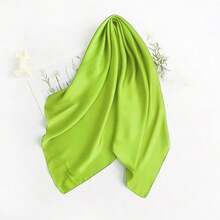 Lastclream Chiffon Square Neck Scarves For Women Handkerchief Retro Satin Ribbon Scarf For Hair Wrapping 23.6inch 26inch,23.6inchRibbon-LimeGreen - 23.6吋絲帶-檸檬綠 - 查看 6