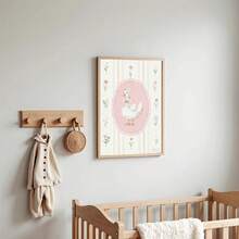 1幅可爱小鸭墙画，复古农舍风格，粉色花卉印花帆布画，迷人动物海报，甜美别致的装饰画，适合婴儿房、儿童房或厨房，送给她的礼物，可选无框或有框。 - 彩色 - 查看 4