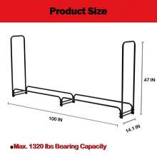 Estante para leña de 2,5 m con funda, almacenamiento resistente para leña con funda impermeable Oxford 600D para chimenea, patio, estante para almacenamiento de leña en interiores/exteriores para 1/4 de cordón de leña. - Negro - Ver 3