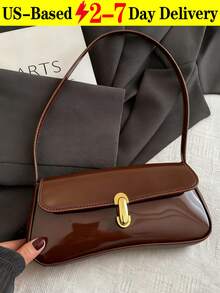 Vintage Faux Oiled Leather Flap Over Underarm Shoulder Bag For Women, Glossy Waxed-Finish PU Leather Shoulder Purse With Premium Hardware, Retro-Inspired Crossbody For Daily Commute,Outing, Party, Date Nights And Shopping, Quality Metal Accents Bag Fits Phone And Wallet In Burgundy, Black And Coffee Brown,Perfect Thanksgiving & Christmas Gift[US Local Warehouse] - 彩色 - 查看 13