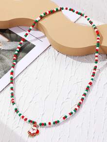 1件圣诞项链（圣诞老人/圣诞树/雪人），时尚多层圣诞项链，适合圣诞节佩戴 - 彩色 - 查看 11