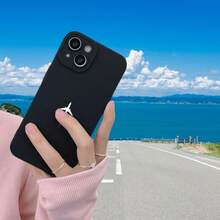 Simple White Airplane Pattern Eye Mobile Phone Case Suitable For IPhone16 15 14 13 12 11 XS XR X 7 8 12/13 Mini Plus Pro Max SE Birthday/Valentine's Day/Gifts For Boyfriend/Girlfriend,Suitable For IPhone 17 Air - 黑色 - 查看 4