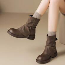 Botas femininas estilo faroeste - Castanho - Ver 4